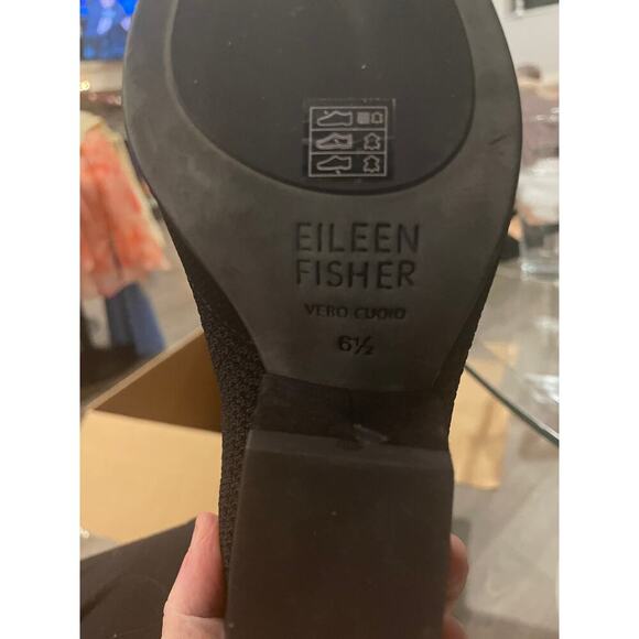 Eileen Fisher Women's Size 6.5 Dahlia Black Mesh Knit Sock Booties Pull On Heels - Picture 9 of 10